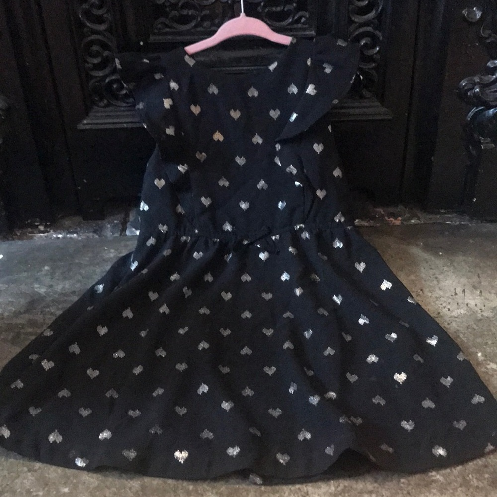 HOLIDAY black ruffle sleeve dress with gold ♥️